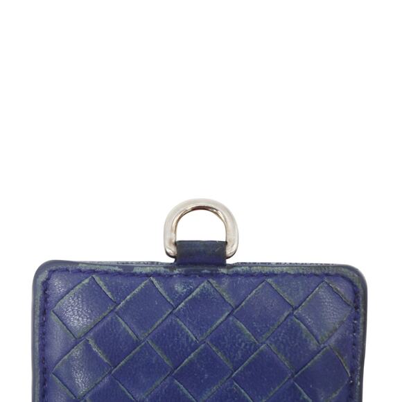 🔴 Bottega Veneta ID Card Holder Wallet - Blue Intrecciato Leather - Picture 5 of 7